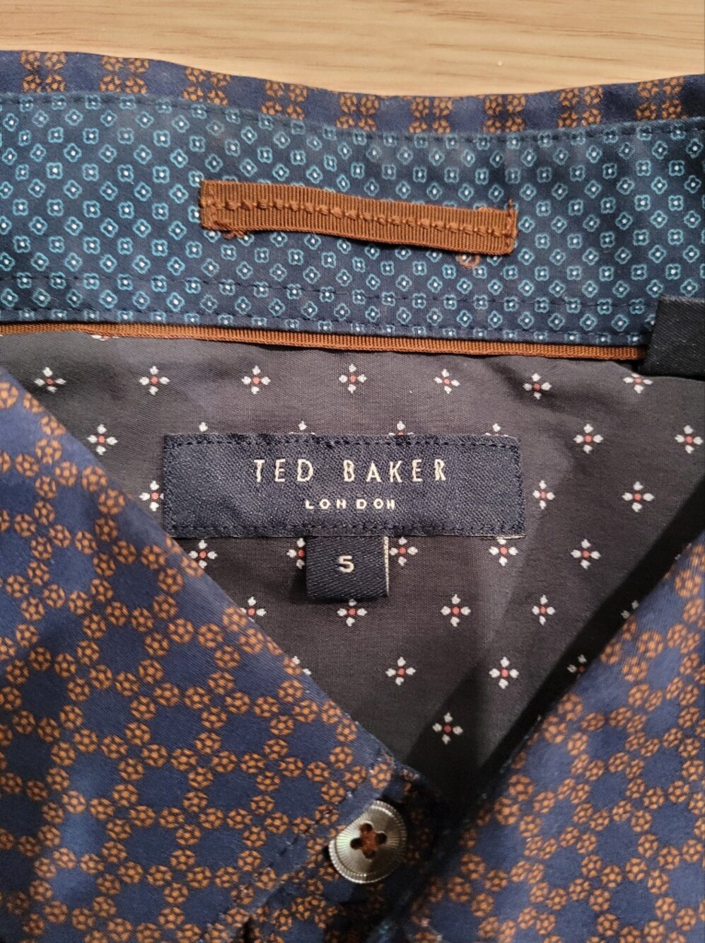 Ted Baker Men's Navy Geometric Button-Up Shirt - Picture 2 of 7